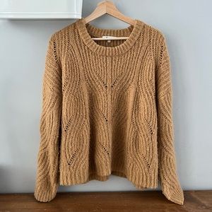 Madewell Charley Alpaca Blend Pointelle Pullover Sweater mustard gold